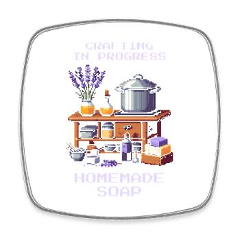 Soap in the Works | Make your own soap - Square fridge magnet - white - Front