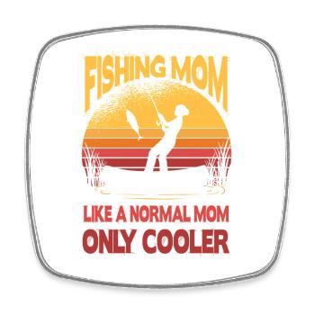 Fishing Mom Outfit - Lustiges Angler Geschenk Mama - Viereckiger Kühlschrankmagnet - Weiß - Vorne