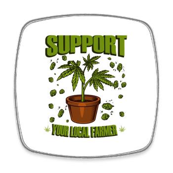 Support Your Local Farmer - Hanfpflanze Outfit - Viereckiger Kühlschrankmagnet - Weiß - Vorne