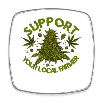 Support Your Local Farmer - Cannabis Blüte Outfit - Viereckiger Kühlschrankmagnet - Weiß - Vorne