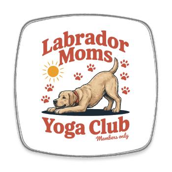 Labrador Moms Yoga Club – Retro Dog Design - Square fridge magnet - white - Front