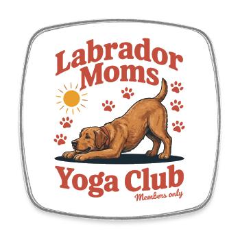 Labrador Moms Yoga Club – Foxred Labbi Design - Viereckiger Kühlschrankmagnet - Weiß - Vorne