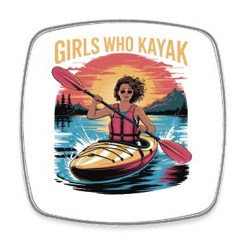 Girls Who Kayak Heaven Gift Design - Square fridge magnet - white - Front