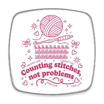 Counting Stitches Not Problems Crochet Life Yarn - Square fridge magnet - white - Front