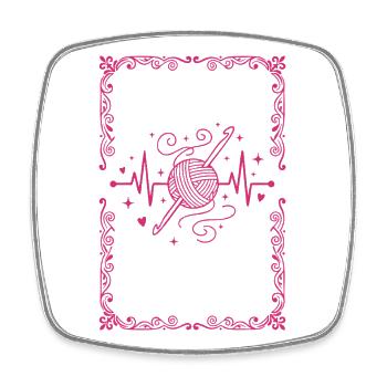 Crochet drôle au crochet Heartbeat Crochet Lover - Magnet carré - blanc - Devant
