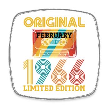 60e Anniversaire 60 ans Février 1966 Vintage Tee - Magnet carré - blanc - Devant