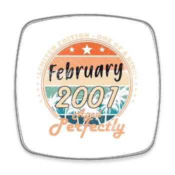 Jahrgang Februar 2001 Retro Februar 2001 Geschenk - Viereckiger Kühlschrankmagnet - Weiß - Vorne