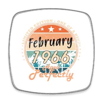 60th Birthday 60 Years February 1966 Vintage - Square fridge magnet - white - Front