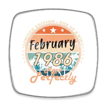 40th Birthday 40 Years February 1986 Vintage Tee - Square fridge magnet - white - Front