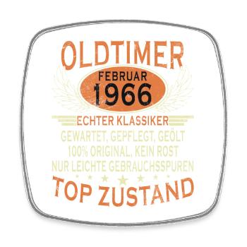 Oldtimer 1966 Jahrgang 60. Geburtstag Geschenk - Viereckiger Kühlschrankmagnet - Weiß - Vorne