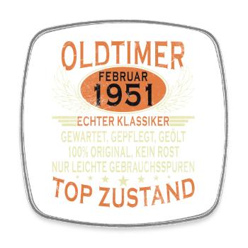 Oldtimer Baujahr 1951 Geboren Jahrgang Geburtstag - Viereckiger Kühlschrankmagnet - Weiß - Vorne