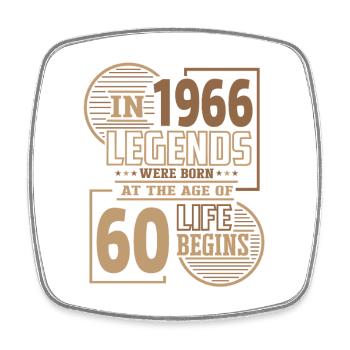 60 Geburtstag 1966 Legenden Retro Leben Spaß - Viereckiger Kühlschrankmagnet - Weiß - Vorne