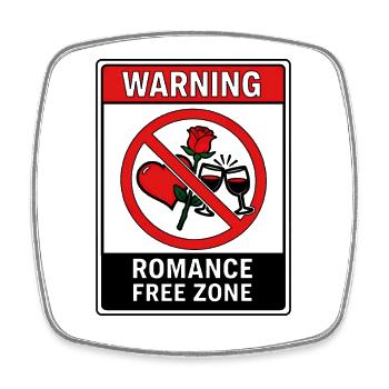Warning Romance Free Zone - Viereckiger Kühlschrankmagnet - Weiß - Vorne