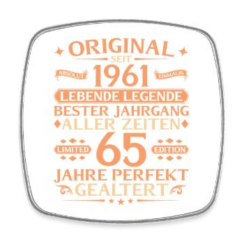 65. Geburtstag Absolut Einmalig 1961 Jahrgang - Viereckiger Kühlschrankmagnet - Weiß - Vorne