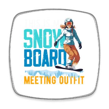 Télésiège de réunion de snowboard snowboard - Magnet carré - blanc - Devant