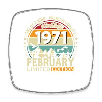 55e anniversaire février 1971 Millésime - Magnet carré - blanc - Devant