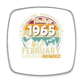 61st Birthday February 1965 Vintage Vintage - Square fridge magnet - white - Front