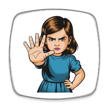 StopGesture Girl Cartoon - Square fridge magnet - white - Front