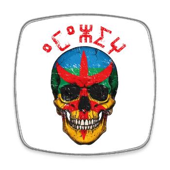 Amazigh Skull – Berber Pride Tifinagh T-Shirt - Viereckiger Kühlschrankmagnet - Weiß - Vorne