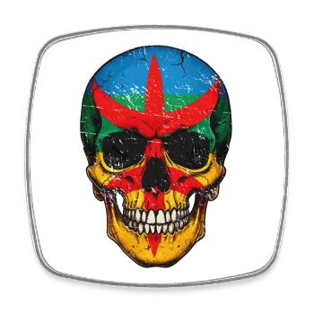 Bunte Berberflaggen-Schädel – Berber-Schädel - Viereckiger Kühlschrankmagnet - Weiß - Vorne