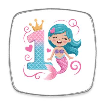 Sirène 1er anniversaire 1 année - Magnet carré - blanc - Devant
