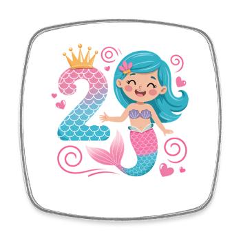 Sirène 2e anniversaire 2 ans - Magnet carré - blanc - Devant