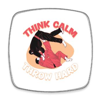 Judo Kampfsport Think Calm Throw Hard - Viereckiger Kühlschrankmagnet - Weiß - Vorne