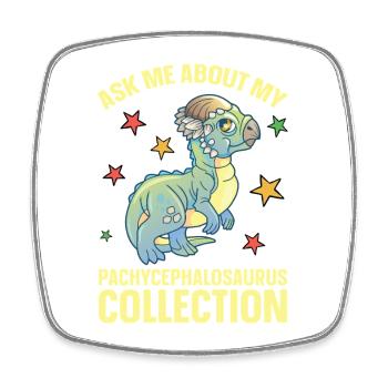 Pachycephalosaurus Stuffed Animal Plush Dinosaur - Square fridge magnet - white - Front