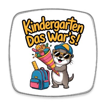 Jetzt Schulkind! Lustiger Otter zur Einschulung - Viereckiger Kühlschrankmagnet - Weiß - Vorne