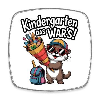 Jetzt Schulkind! Lustiger Otter zur Einschulung - Viereckiger Kühlschrankmagnet - Weiß - Vorne