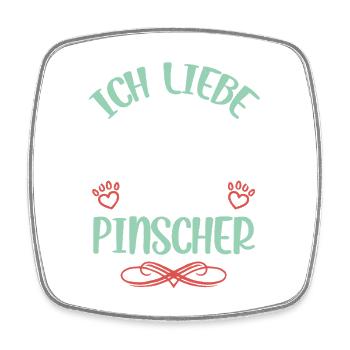 Ich Liebe Meinen Pinscher - Viereckiger Kühlschrankmagnet - Weiß - Vorne