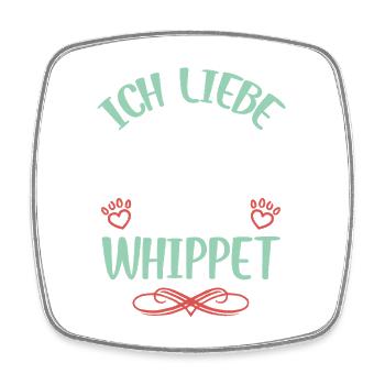 WhippetLiebe mit Flügeln - Viereckiger Kühlschrankmagnet - Weiß - Vorne
