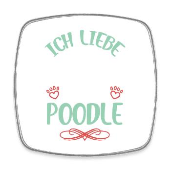 Ich liebe meinen Poodle - Viereckiger Kühlschrankmagnet - Weiß - Vorne