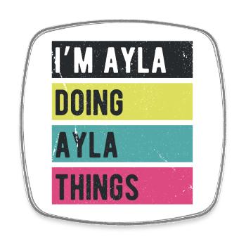 I’m Ayla Doing Ayla Things Retro Colors - Square fridge magnet - white - Front