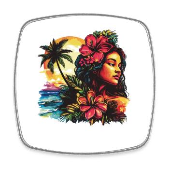Tropen Frau Hibiskus Strand - Viereckiger Kühlschrankmagnet - Weiß - Vorne