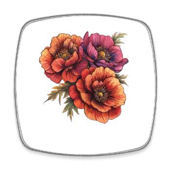 Sommerliche Blütenillustration in Orange - Viereckiger Kühlschrankmagnet - Weiß - Vorne