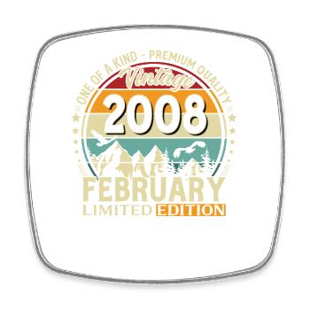18th Birthday February 2008 Vintage Vintage - Square fridge magnet - white - Front