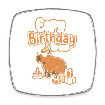 Capy Birthday Party Motif - Square fridge magnet - white - Front