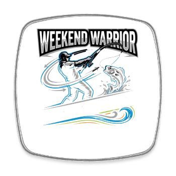 Weekend Warrior Hook Cast Repeat Angler - Viereckiger Kühlschrankmagnet - Weiß - Vorne