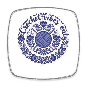 Crochet Vibes Only Funny Crochet Lover Mothers Day - Square fridge magnet - white - Front