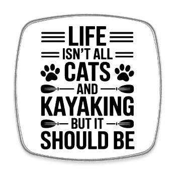 Cadeau drôle de kayak : Dicons de kayak Chats - Magnet carré - blanc - Devant