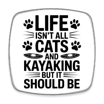 Cadeau drôle de kayak : Dicons de kayak Chats - Magnet carré - blanc - Devant