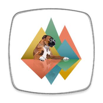 Boxer Dog Geometric - Viereckiger Kühlschrankmagnet - Weiß - Vorne