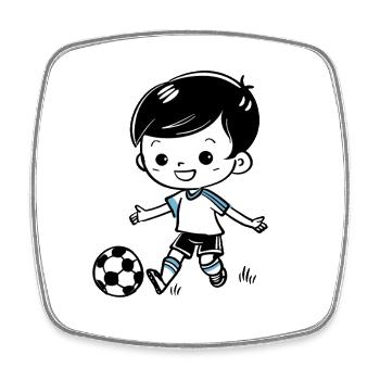 Garçon de football - Magnet carré - blanc - Devant