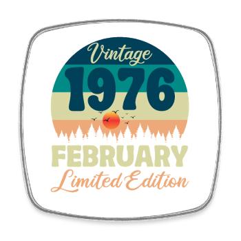 Anniversaire Février 1976 Cadeau Vintage Limited - Magnet carré - blanc - Devant