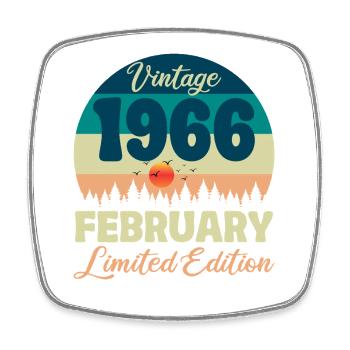 Anniversaire Février 1966 Cadeau Vintage Limited - Magnet carré - blanc - Devant