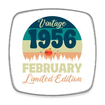 Anniversaire Février 1956 Cadeau Vintage Limited - Magnet carré - blanc - Devant