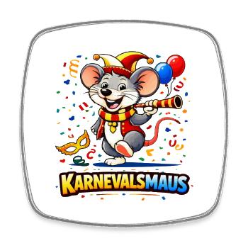 Karnevalsmaus Party-Motiv - Viereckiger Kühlschrankmagnet - Weiß - Vorne