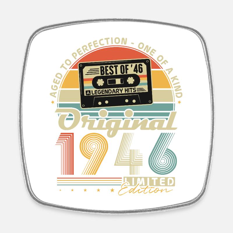 1946 Vintage 80th Birthday Gift Retro - Square fridge magnet - white