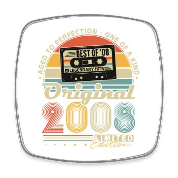 Cadeau rétro vintage pour le 18e anniversaire 2008 - Magnet carré - blanc - Devant